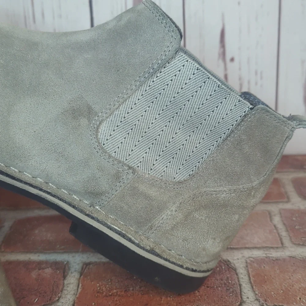 Steve‎ Madden Mens Grey Sand Suede Intuit Leather Chelsea Boot Size 12